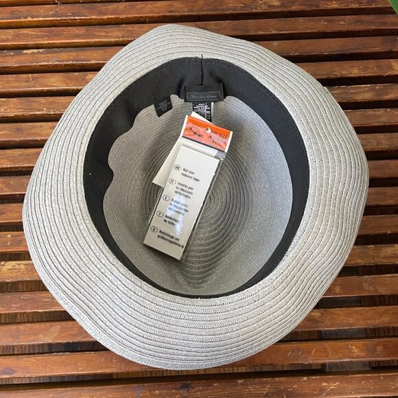 NWT Saks Fifth Avenue Grey Straw Fedora with Ombre Hat Band - Picture 5 of 8